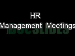 HR  Management  Meetings