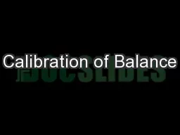 Calibration of Balance