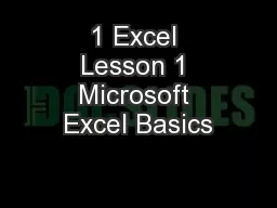 1 Excel Lesson 1 Microsoft Excel Basics