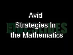 Avid Strategies In the Mathematics