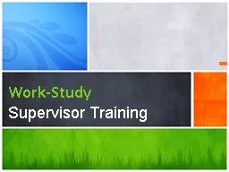 Work-Study   Supervisor Training