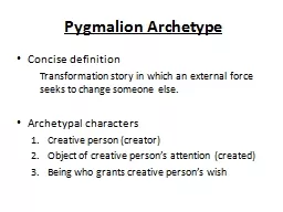 Pygmalion Archetype Concise definition