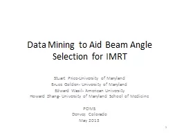 Data Mining to  Aid  Beam Angle
