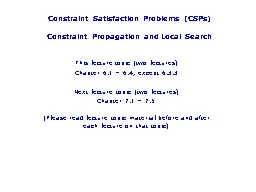 Constraint Satisfaction Problems (CSPs
