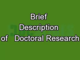 Brief Description of   Doctoral Research