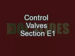 Control Valves Section E1