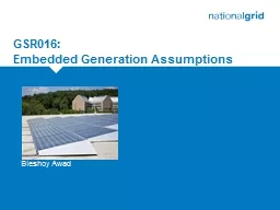GSR016:  Embedded Generation Assumptions