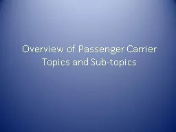 Overview of Passenger Carrier Topics and Sub-topics