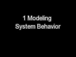 1 Modeling System Behavior