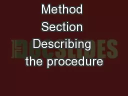 Method Section Describing the procedure