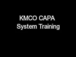 KMCO CAPA System Training