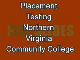 Placement Testing Northern Virginia Community College