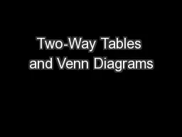Two-Way Tables and Venn Diagrams