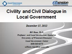 Civility and Civil Dialogue in Local Government