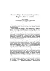 Classicists Digital Humanists and Computational Lingui