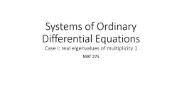 Systems of Ordinary Differential Equations