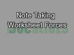 Note Taking Worksheet Forces