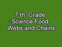 7 th  Grade Science Food Webs and Chains