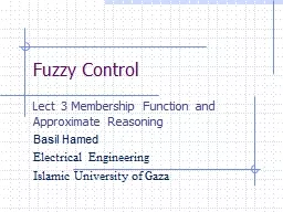 Fuzzy Control Lect  3 Membership Function and Approximate Reasoning