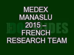 MEDEX MANASLU 2015 – FRENCH RESEARCH TEAM