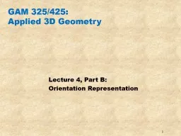 GAM 325/425:  Applied 3D Geometry
