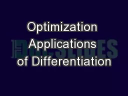 Optimization Applications of Differentiation