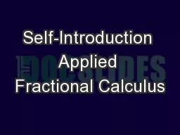 Self-Introduction Applied Fractional Calculus