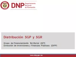 Distribución SGP y SGR Grupo de Financiamiento Territorial