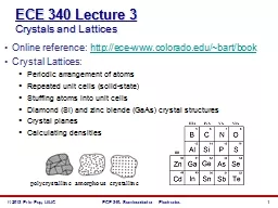 ECE 340 Lecture  3 Crystals and Lattices