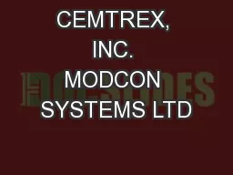 CEMTREX, INC. MODCON SYSTEMS LTD