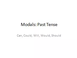 Modals: Past Tense Can, Could, Will, Would, Should