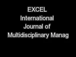EXCEL International Journal of Multidisciplinary Manag