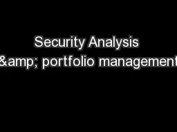 Security Analysis & portfolio management