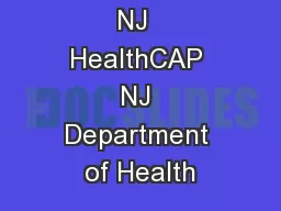 NJ  HealthCAP NJ Department of Health