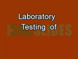 Laboratory  Testing  of