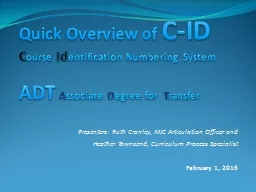 Quick Overview of  C-ID C