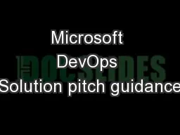 Microsoft DevOps Solution pitch guidance