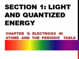 Section 1: Light and Quantized Energy