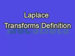 Laplace Transforms Definition