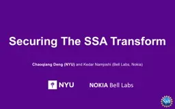 Securing The SSA Transform
