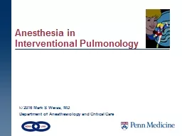 Anesthesia in Interventional Pulmonology
