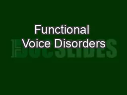 Functional Voice Disorders