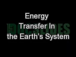 Energy Transfer In the Earth’s System