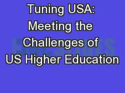 Tuning USA: Meeting the Challenges of US Higher Education