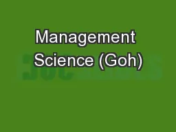 Management Science (Goh)