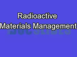 Radioactive Materials Management