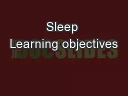 Sleep Learning objectives