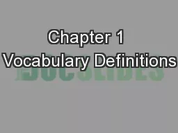 Chapter 1 Vocabulary Definitions
