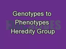 Genotypes to Phenotypes Heredity Group