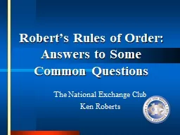 Robert’s Rules of Order: